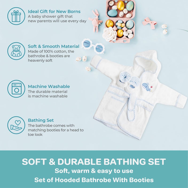 Spasilk 100% Cotton Hooded Terry Bathrobe with Booties â€” Baby Girl Gifts â€” Baby Boy Gifts â€”One Size â€” Shower Gift - Image 4